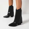 Boots High Heels Ladies Calfskin Elegant Stylish Luxury Mid-Tops Platform Dress Chelsea Winter Botas Mujer 221215