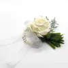 Decorative Flowers Arrival Wedding Flower Rose Wrist Corsage Silk Bracelet Boutonniere Wristband Brooch Supplies