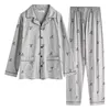 Vêtements de nuit pour hommes coton Pijama pour hommes 2 pièces salon pyjamas Plaid printemps robe de chambre maison vêtements homme pyjamas ensemble # t2g