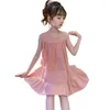 Girl Dresses European 2023 Summer Kids Princess Clothes Teens A-LINE Off Shoulder Sleeveless Pleated Dress 5 8 10 12 Year