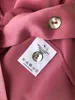 Dames blouses dames zijden roze blouse retro single-breasted massieve kleur lange mouw dame kantoorkleding zacht satijnen shirt tops 2023 vroeg