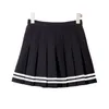Skirts Gothic Sweet Women Pleated Skirt Fashion Striped Mini High Waist Chic Kawaii Summer Casual Ladies Black