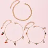 Anklets Boho Gold Kolor Cherry Grape Peach Rzodkiecznie gwiazda geometryczna wisiorek w zawieszek kostki wielowarstwowej wielowarstwowa biżuteria na plażę