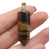 Pendant Necklaces 1Pcs Natural Gems Stone Pendants Tiger Eye Green Aventurines Crystal Pillar For Trendy Jewelry Making DIY Necklace Gift