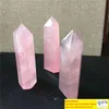 Naturalny Różowy Rose Rose Quartz Crystal Wand Point Healing Mineral Kamień dla domu Decorta