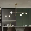 Kroonluchters Moderne keukenlamp Lampje Witglas Ball Koper Kroonluchter voor eetkamer tafel Loft Bar Office Luster Led Pendant Lamp G9