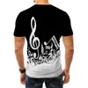 Herr t-shirts 2022 Musikanteckningar 3D tryckt t-shirt män kvinnor sommar rolig kort ärm mode casual hip hop streetwear topps överdimensionerade t-shirt t230103