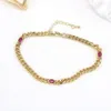 Link Bracelets 5PCS Gold Color Chunky Curb Chain Oval Zircon Bracelet Women Gorgeous Jewelry Party Wedding Gift