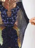 Casual Dresses Multicolor Stretchy Sequin Party Dress Long Sleeve O Neck Bodycon Golvlängd Full foder Geometrisk formell klänning