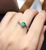 Cluster Rings Women Ring Green Gem Silver Natural Emerald 925 Sterling Anniversary Engagement Gift 4x6mm