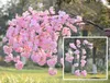 Flores decorativas Flor de cerezo falsa Rama de flor Begonia Sakura Tallo de árbol 138 cm de largo para eventos Fiesta de bodas Artificial
