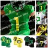 Vêtements de football universitaire américain Thr NCAA College Oregon Ducks Justin Herbert CJ Verdell Kayvon Thibodeaux Tyler Shough DJ Johnson Maillots de football personnalisés Vert Whit