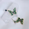 Boucles d'oreilles pendantes Foydjew dentelle Style français papillon évidé Designer femmes de luxe bleu et vert Zircon fête courte boucle d'oreille