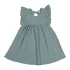 Flickaklänningar sommar småbarn klänning solid bomull är ärmlösa barn barn sundress slip mode 2023 flickkläder