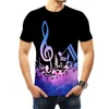 Męskie koszulki 2022 Notatki muzyczne 3D wydrukowane T-shirt mężczyźni Kobiety Summer Funny krótki rękaw moda swobodna strej streetwea