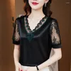 Kadınlar Blouses 2023 Kadınlar İçin Yaz Giysileri Saten Kolsuz Gömlek Beyaz Siyah Dantel İşlemeli Top Blusas Feminas Fashion