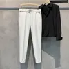 Abiti da uomo Abbigliamento di marca Pantaloni da completo da uomo alla moda Pantaloni dritti alla caviglia Casual stile coreano Pantaloni di lusso solidi E64