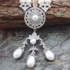 Collares colgantes anudados a mano 2 hebras 7-8 mm collar de perlas blancas de agua dulce micro incrustaciones accesorios de circón largo 58-61 cm