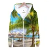 Heren Hoodies Nature Beach Coconut Tree Sweatshirt Men Dames Hooded Oceaan Mooie uitzicht Zeer Zoete Zipper Hoodie Unisex -pullovers