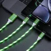 Câble de chargeur USB 3 en 1 pour téléphone portable, Micro USB Type C, Charge de 1.2M, cordon lumineux pour recharge de téléphone intelligent, banderole LED