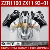 Silvery Black Body voor Kawasaki Ninja ZX-11 R ZZR-1100 ZX-11R ZZR1100 ZX 11 R 11R ZX11 R 1993 1994 1995 2000 2000 2001 165NO.4 ZZR 1100 CC ZX11R 93 94 95 96 97 98 99 00 01 Fairing Kit