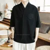 Etnische kleding traditionele Chinees voor mannen shirts geborduurd vaste kleur retrotop tang pak boy tai chi uniform ademende kostuums