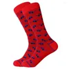 Herrensocken letsbuy 1 Paar Männer färben kämmte Baumwolle Cason Casual mit Druck stricken lustige Cartoon Tier Neuheit Crew Geschenk