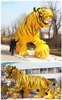 Large Yellow Inflatable Tiger Model Animal Mascot Balloon Airblown Roaring Tiger Statue Replica For Park Decoration