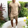 Survêtements pour hommes 2023 vêtements d'été hommes 2 pièces ensemble coton survêtements décontractés Priting hommes vêtements de sport Jogging costume Jooger Slim Fit ensembles