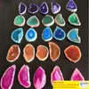 Tranche d'agate naturelle avec trou tranche de cristal irrégulière guérison Reiki pierre Quartz pendentif minéral décor à la maison