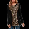 Camiseta para mujer 2022 Mujeres de manga larga Camiseta con estampado de leopardo Mujer suelta Casual Camisas de empalme Verano Otoño Moda Tops Jersey suelto T230104