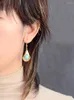 Baumelnde Ohrringe für Damen, vergoldeter Amazonit-Charm, auffälliger, einzigartiger Schmuck, Bijou-Geschenke zum Muttertag