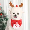 Köpek Giyim Pet Noel Şapkası Teddy Drool Havlu Altın Saç Noel Baba Milu Geyik Lastik Mendil Dekorasyon