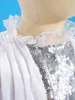 Dziewczyna sukienki dla dzieci Słodka anioł Cosplay kostium dziecięcy płatek śniegu nadruk siatkowy cekiny długie imprezowe sukienki świąteczne suknie balowe ubrania