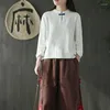 Etnisk klädfelskjorta Kvinnor traditionella kinesiska vita kvinnor kimono 2023 cheongsam topp ta673