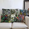 Pillow Vintage Hand Painted Parrot Pattern Cover Tropical Bird Toucan Cotton Linen Decoration Gallery Sofa Throw