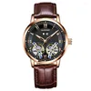 Wristwatches 2023 Nwe GUANQIN-Business Sports Matching Mechanical Watch Automatic Winding Men's Sapphire Tourbillon Accessories