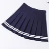 Skirts Gothic Sweet Women Pleated Skirt Fashion Striped Mini High Waist Chic Kawaii Summer Casual Ladies Black