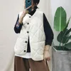 Femmes Gilets Coton Rembourré Gilet Manteau Femmes 2023 Automne Hiver Rétro Simple Tops Femme O-Cou Bouton Casual Sans Manches Survêtement Veste