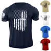 Men's One Nation Under God USA Flag T-shirt American Patriotic 100% Cotton