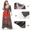 Casual Dresses L-7xl Ethnic Boho Flower Print Women Muslim Loose Long Sleeve Kaftan Holiday Party Robe Abaya Caftan sundress GOWN