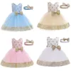 Mädchen Kleider Prinzessin Kleinkind Baby Mädchen Kleid Stirnband 2 Stücke Stern Pailletten Schleife Spitze Ärmellos Tutu Party Outfits 4 Farbe 1-6 Jahre