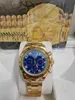 Mit Box Luxus Automatisch 2813 Mechanische Bewegung Watch Gold Blue Dial Uhren Männer 116508 116528 Chronograph Herren Armbanduhren 2023