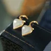 Orecchini pendenti 925 Fashion Temperament Imitando Kan Jade a forma di cuore placcato in oro per le donne Love Heart Regalo di gioielli squisiti