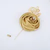 Decorative Flowers Selling Golden Leaf Accessories Men's Corsage For Business Groom Simple Boutonniere Multicolor Bride Brooches Wedding