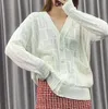 Kvinnors stickor Tees Designer Designer Luxury Quality Hollow Out Cardigan Fashion Vit Loose Outer Knit 0F8G