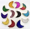 Hangende kettingen 2023 Natuurlijke edelsteenkwarts Kristalgeode Druzy Moon Charms voor doe -het -zelf sieraden maken accessoires 6pcs