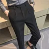 Men's Suits 2023 Autumn Waffle Business Formal Pants Men's Stretch Waist Casual Suit Mens Slim Fit Party Social Dress Trousers