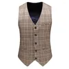 Herenpakken Fashional Men#39; s British Slim Plaid Bruidy Wedding Banquet Leisure Solid Three-Piece Suit