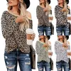 Women's Polos 2023 Spring Summer Casual Long Sleeve Leopard Print Cute Top